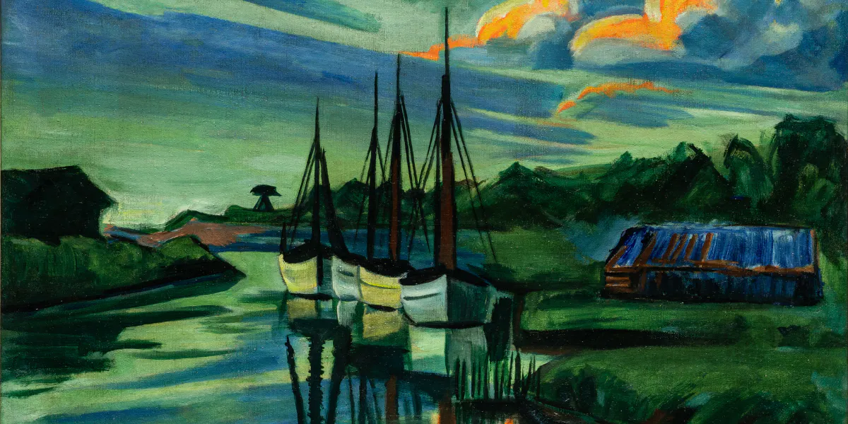Hermann Max Pechstein (1881 Zwickau - Berlin 1955), Abendwolken, 1922, signiert und datiert, Öl/Lwd., 79 x 100 cm. Foto © Auktionshaus Stahl (Detail)