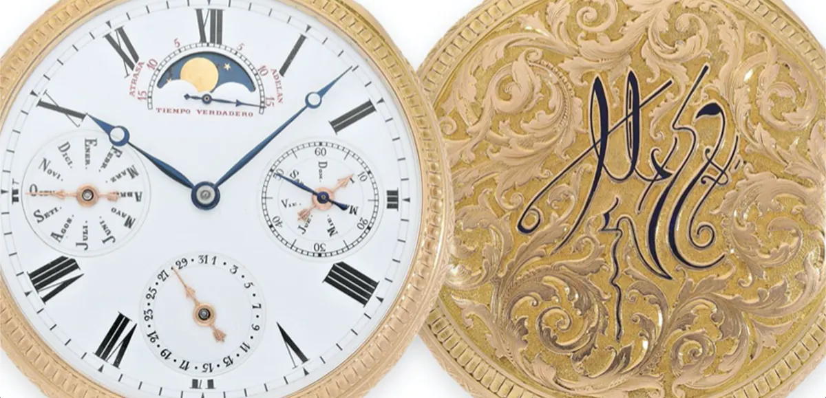 Patek Philippe Taschenchronometer mit Äquation, ewigem Kalender und Mondphase, No. 31090, Genf um 1870 | Foto: © Cortrie (Detail)
