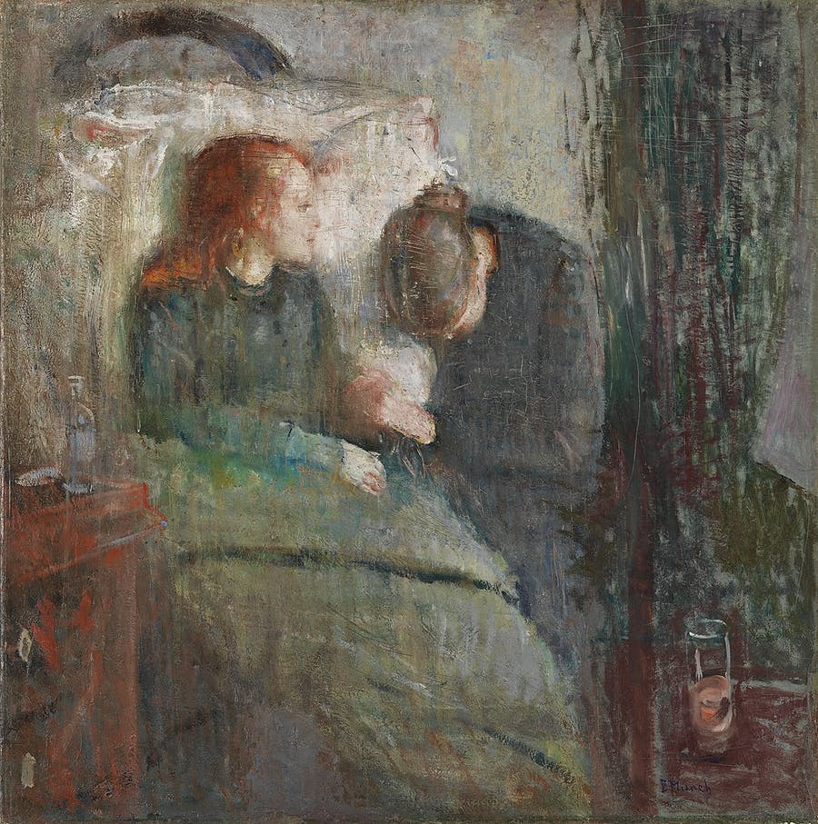 Edvard Munch (1863–1944), The Sick Child, 1885-1886, oil on canvas, 120 × 118.5 cm, National Gallery of Norway. Public domain image