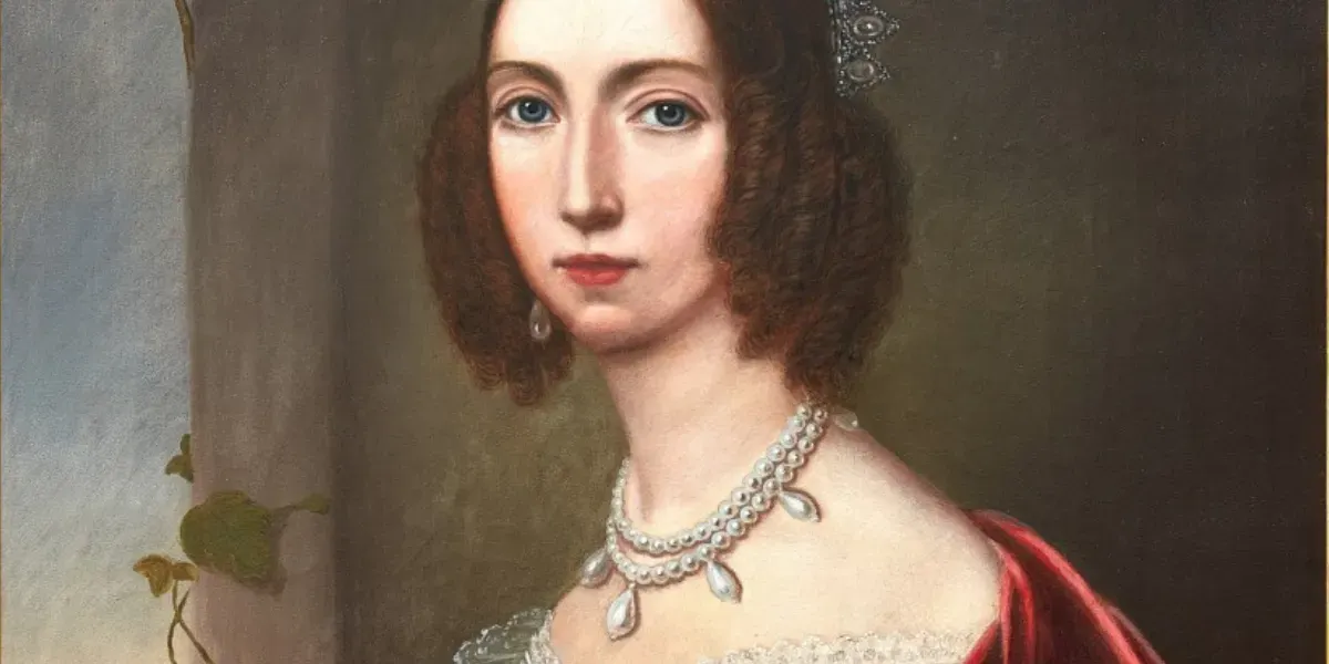 Portrait de la reine Joséphine de Leuchtenberg avec le collier de perles et de diamants qui sera présenté lors d’une vente aux enchères chez Sotheby's le 12 octobre à Hong Kong. Photo © Sotheby's (détail)