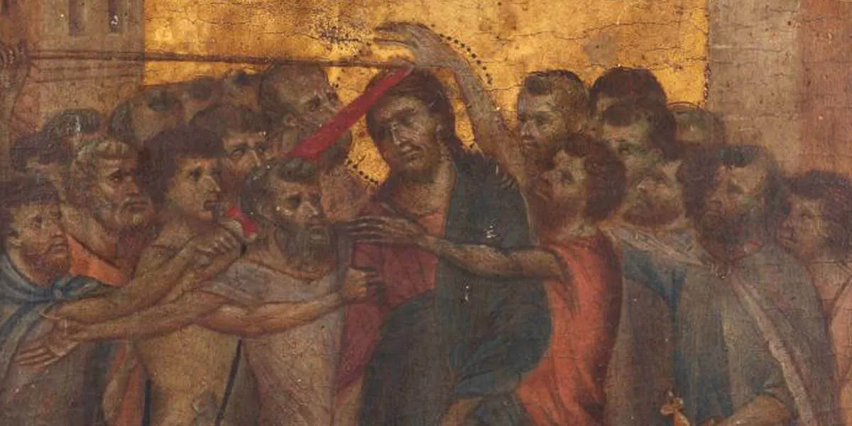 Cimabue (1240 Florenz - 1302 Pisa), Die Verspottung Christi, um 1280. Foto © Actéon & Eric Turquin (Detail)