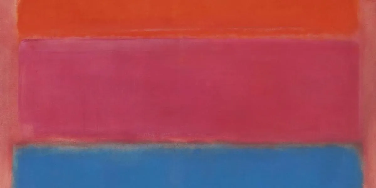 Mark Rothko, No. 1 (Royal Red and Blue)
signed, titled #1 and dated 1954 on the reverse
oil on canvas. 113 3/4 x 67 1/2 in. 288.9 x 171.5 cm. Image © Sotheby's (detail)
