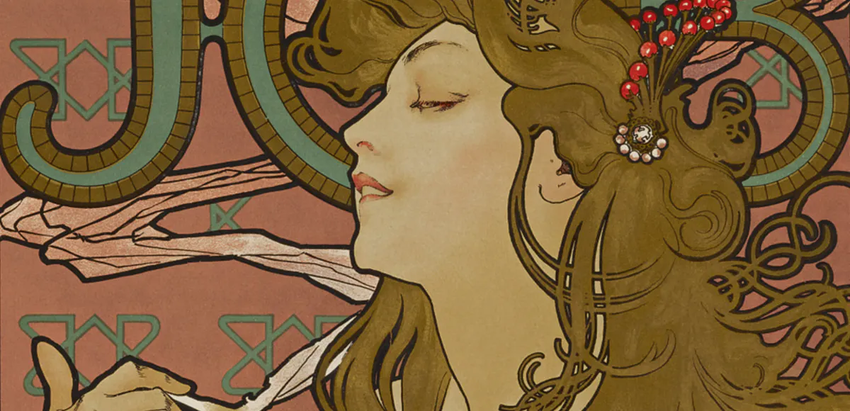 Alphonse Mucha, Job (détail), lithographie en couleur et encre métallique signée, 1896, image © Sotheby's