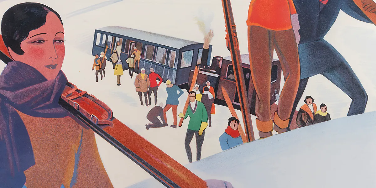 Roger Broders (1883-1953), Sports d’Hiver Lithographic Poster (detail). Photo © Lyon & Turnbull