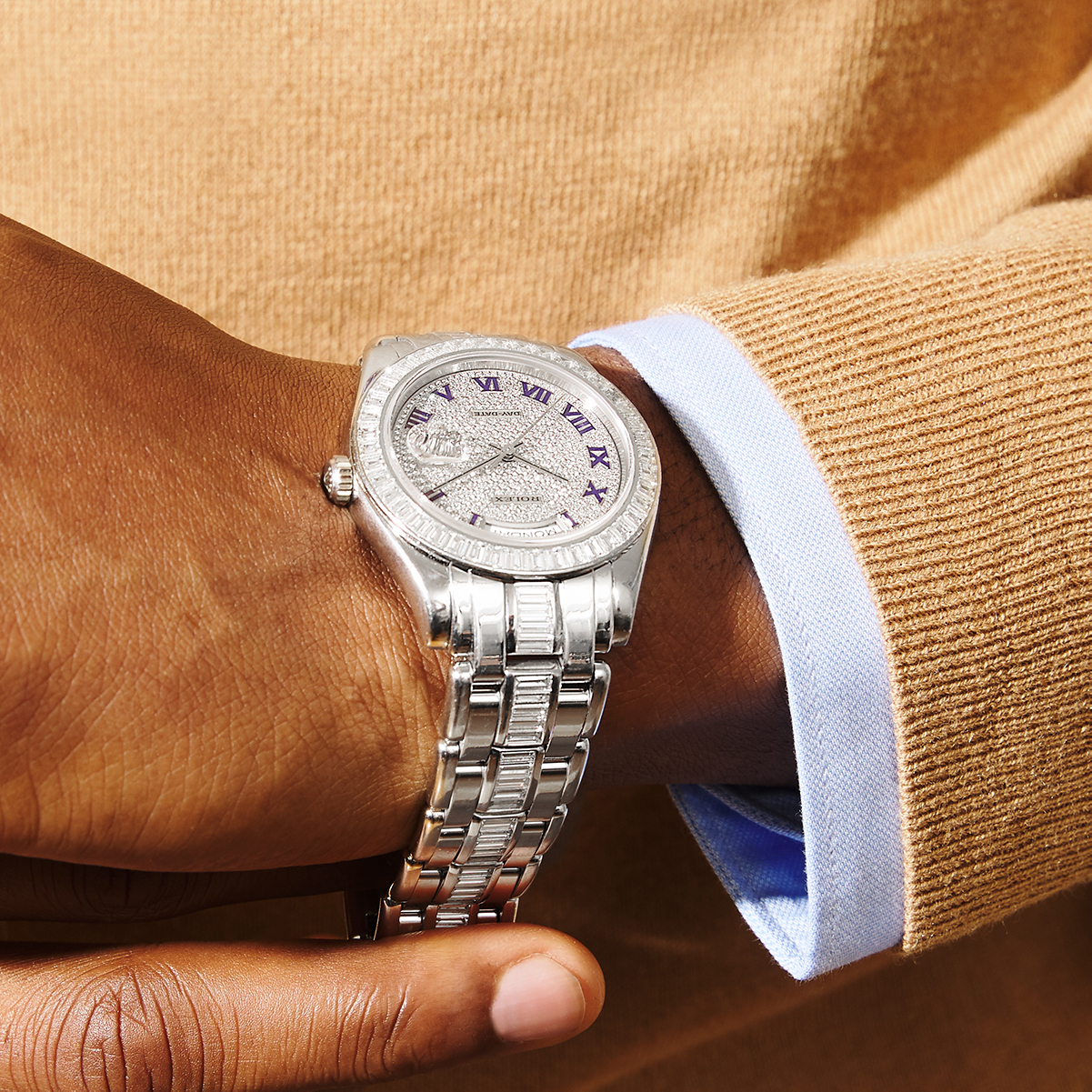 Important Watches: LOT 61 ROLEX, Oyster Perpetual, Day-Date, Chronometer, "Full Pavé Dial". Foto: Kaplans