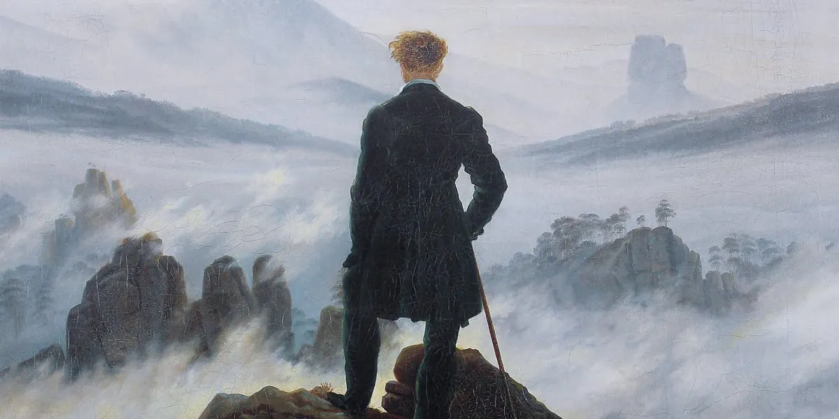 Caspar David Friedrich, 'The Wanderer above the Sea of ​​Fog', c. 1817, Hamburger Kunsthalle | Image via Wikipedia