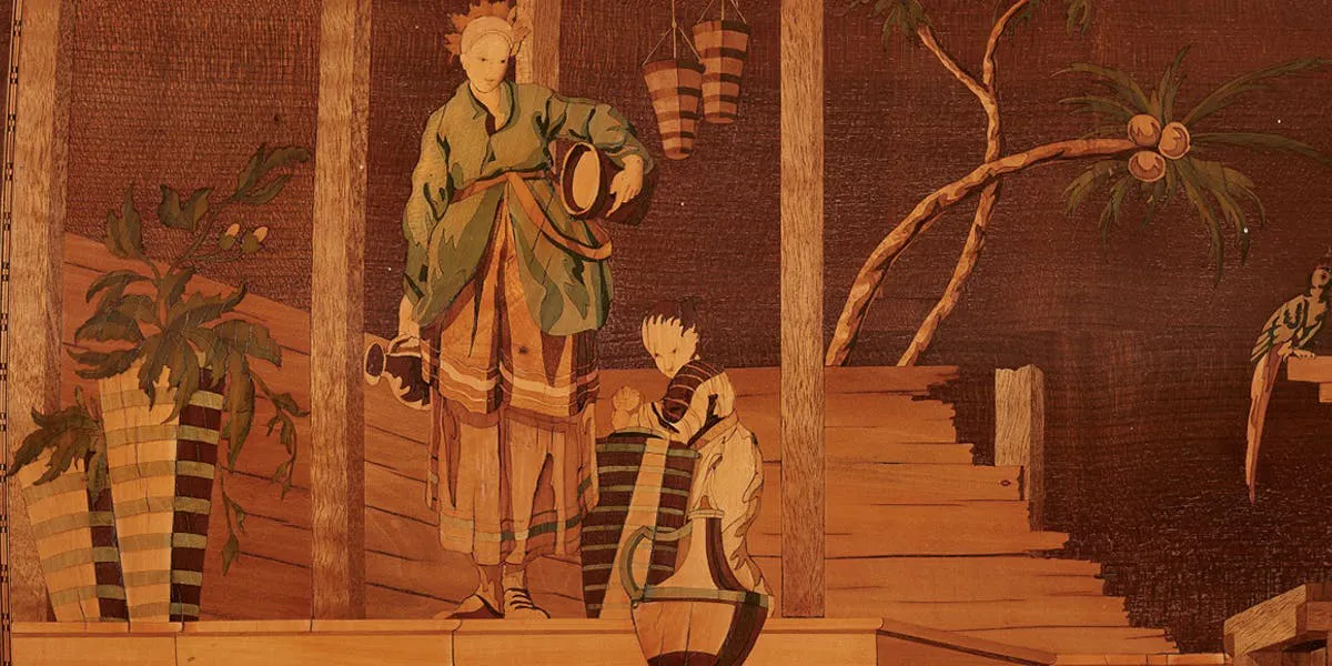 David Roentgen (1743-1807), cylinderskrivbord med kineserier (detalj) Paris, cirka 1780-1785. Foto © Lempertz