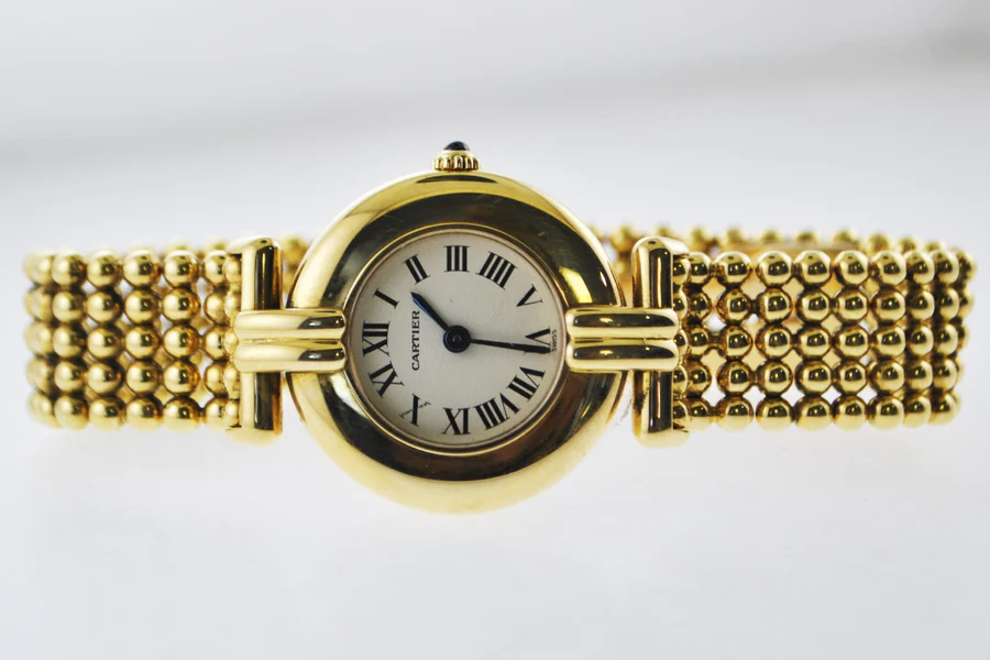 CARTIER 18K Yellow Gold Rivoli Small Round Wristwatch w/ Wide Bezel © APR57