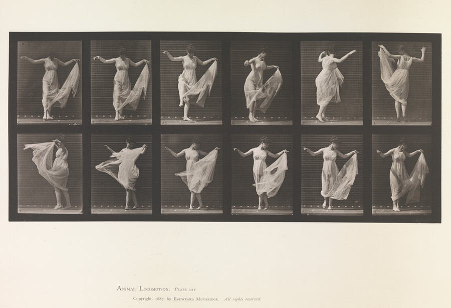 Plate 187 from Muybridge's work ‘Animal Locomotion’, edition from 1887. Photo CC0