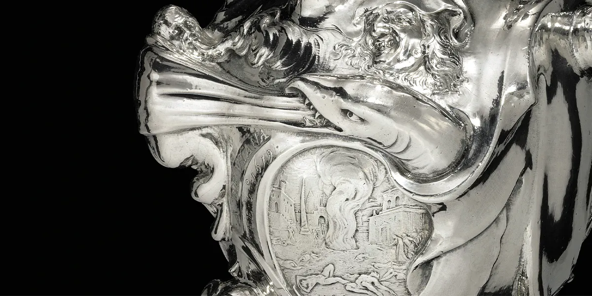 Adam van Vianen (1568/69-1627), Die Marcus-Curtius-Kanne, um 1619. 2018 verkauft bei Christie’s in New York für 4,4 Millionen Euro. Foto © Christie's (Detail)