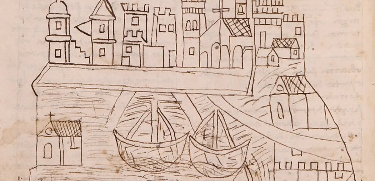 La plus ancienne vue de la ville de Venise connue, datant du XIVe siècle (détail), image © Université St Andrews / Ministero per i beni e le attività culturali e per il turismo / Biblioteca Nazionale Centrale, Florence
