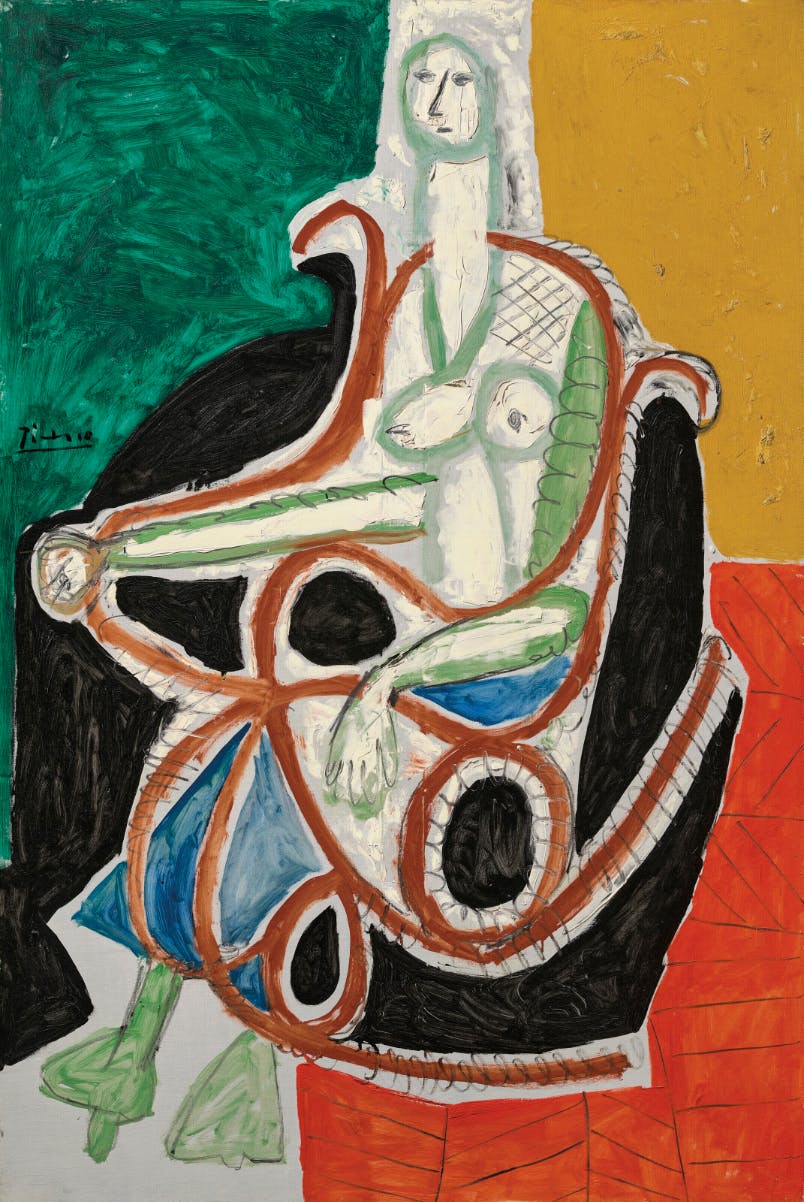 Pablo Picasso, 'Femme dans un rocking-chair (Jacqueline)', olja på duk. Foto © Christie’s