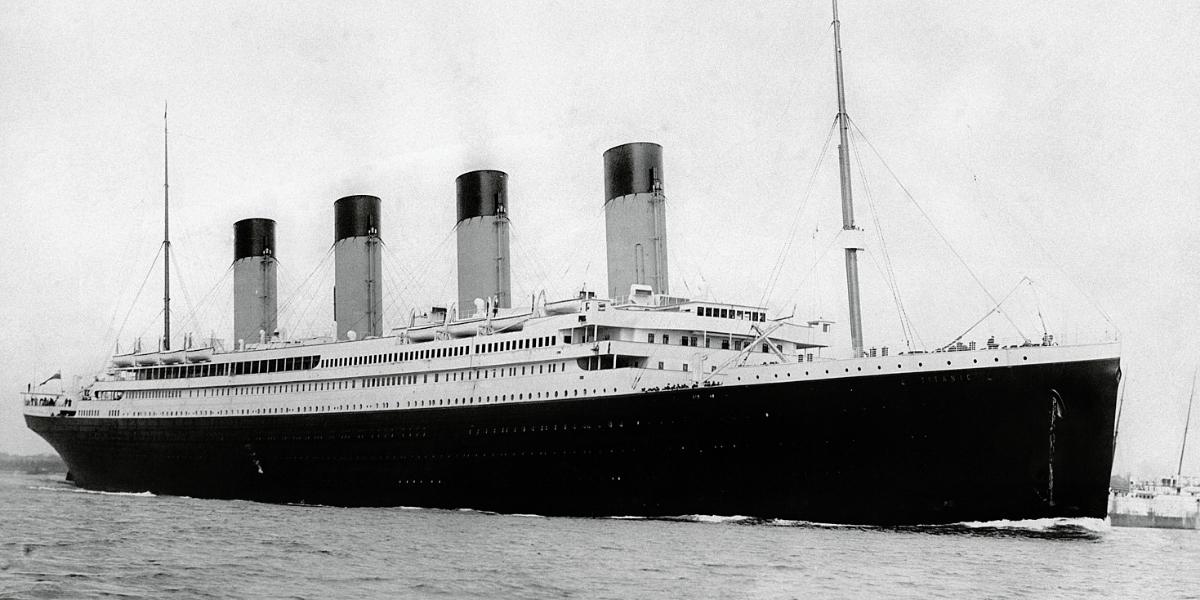 RMS Titanic departing Southampton on April 10, 1912. Public domain image