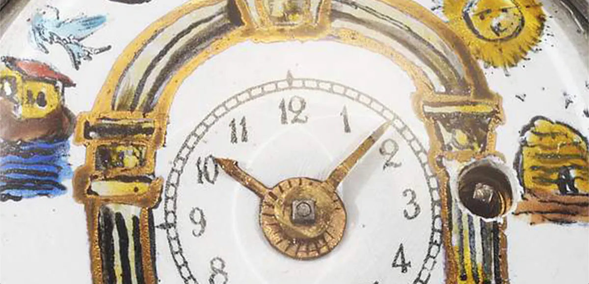 Armbanduhr mit Freimaurer-Symbolen, Spindelwerk von Perigal & Duterrau London, Schlüssel anbei. Foto © Auktionshaus Rütten (Detail)
