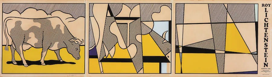 Roy Lichtenstein, Cow Going Abstract, 1982. Image © Incanto casa d'aste