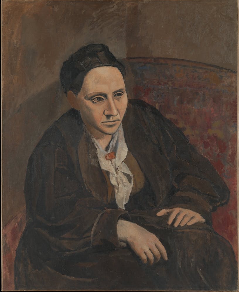 Pablo Picasso, Portrait de Gertrude Stein, Metropolitan Museum of Art, New York City. Huile sur toile, 100 x 81,3 cm, 1905-1906. Image du domaine public.
