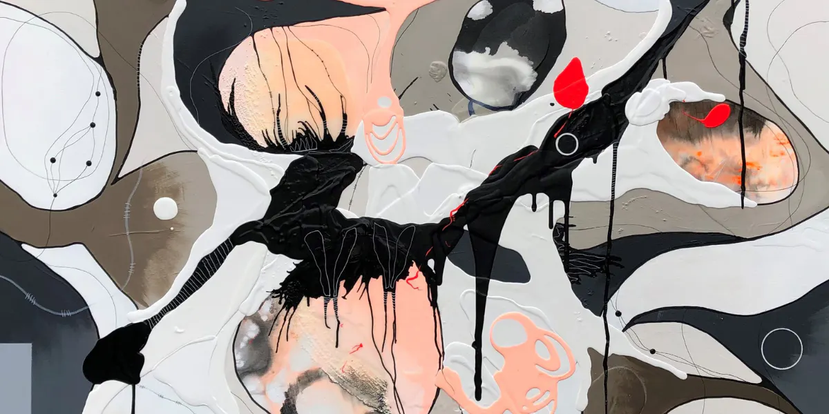 Christina Julsgaard, ‘All over the place’, akryl på duk. Foto © OOV Gallery (detalj)