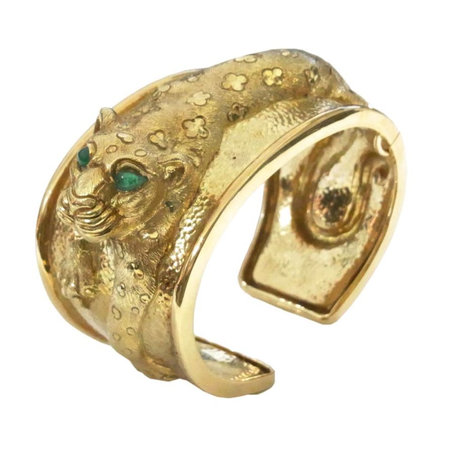 David Webb, 18k Gold, Emerald, Hinged Leopard Bracelet. Image © Hess Fine Auctions