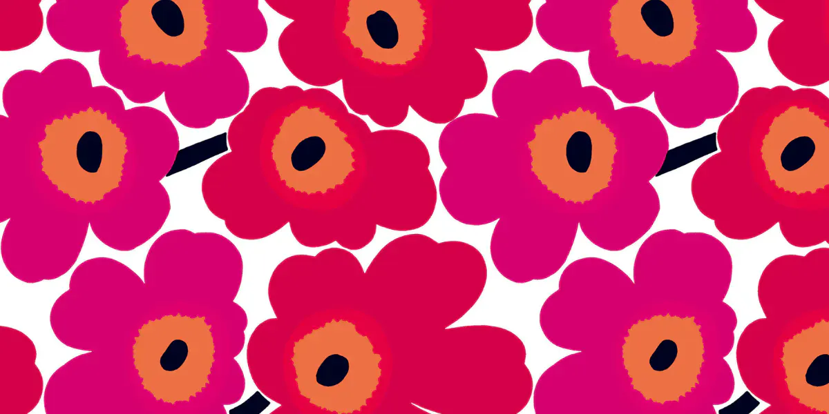 Le motif « Unikko » de Maija Isola en rose, orange et noir. Photo © Marimekko (détail)
