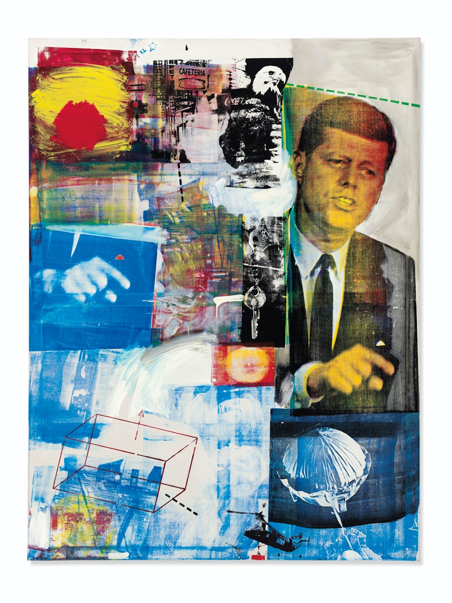 Buffalo II, Robert Rauschenberg. 1964, Oil and silkscreen ink on canvas. © 2019 Robert Rauschenberg Foundation / Licensed by VAGA at Artists Right Society (ARS), New York via Christie's