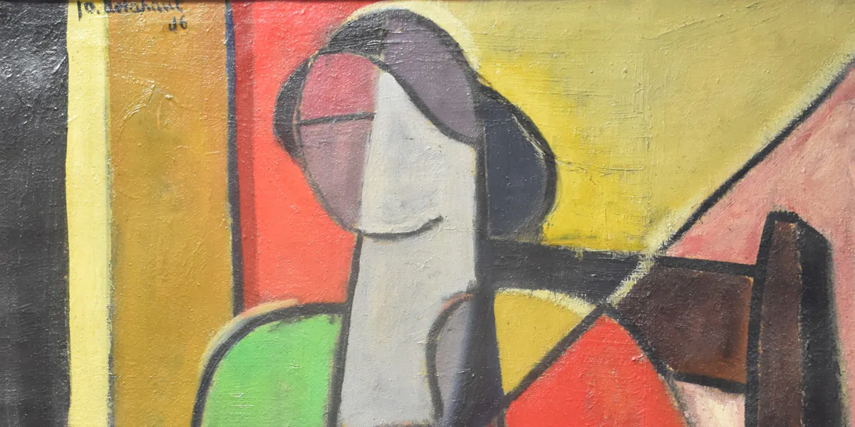 Jo Delahaut, Femme à la théière (détail), 1946, huile sur toile, image © MJV Soudan