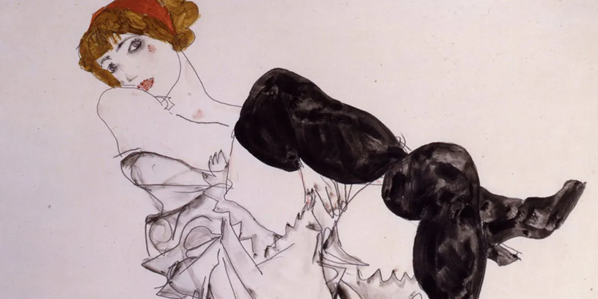 Egon Schiele, Wally Neuzil with black stockings, 1912 | Photo via Wikipedia (detail)