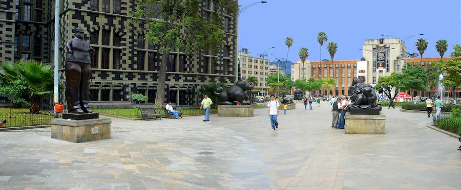 The Botero Plaza in Botero's hometown of Medellín is a popular tourist attraction. Public domain image