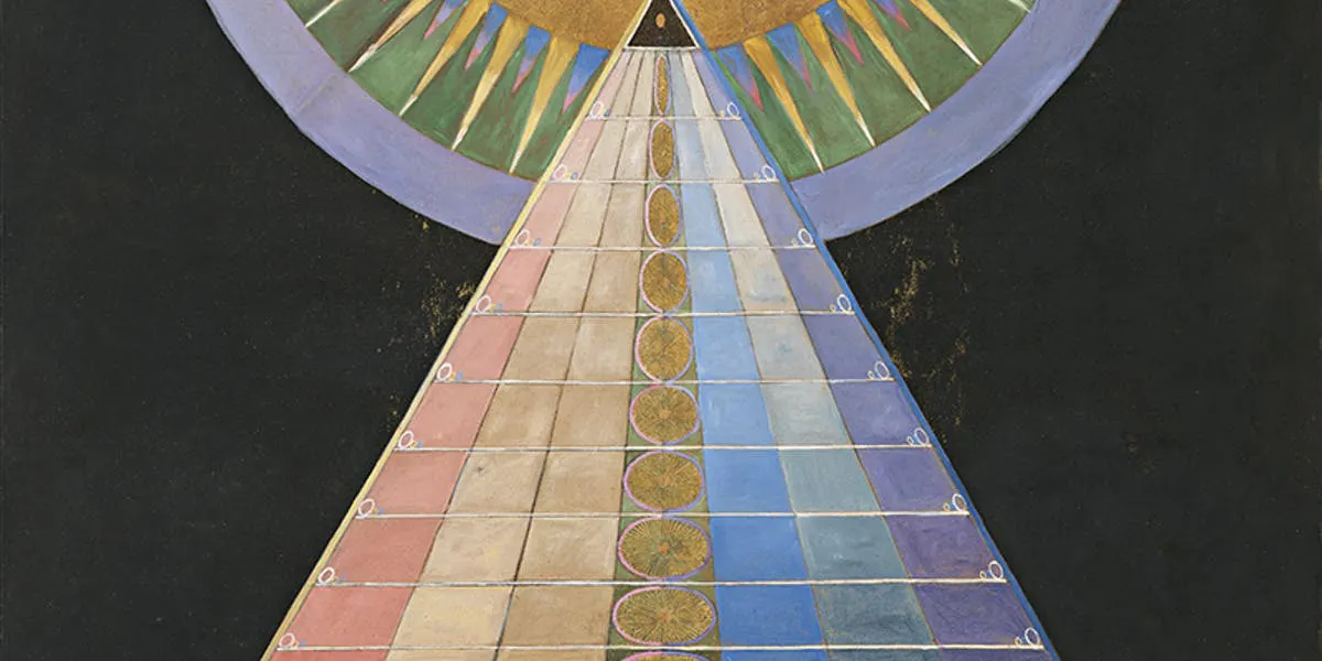HaK187, Grupp 10, Altarbild nr. 1, 1907, 185x152 cm, Öl und Metallplättchen auf Leinwand. © The Hilma af Klint Foundation. Foto Moderna Museet, Stockholm (Detail)