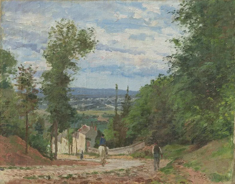 CAMILLE PISSARRO. La Route de Marly, Louveciennes. Firmado y fechado (1871)