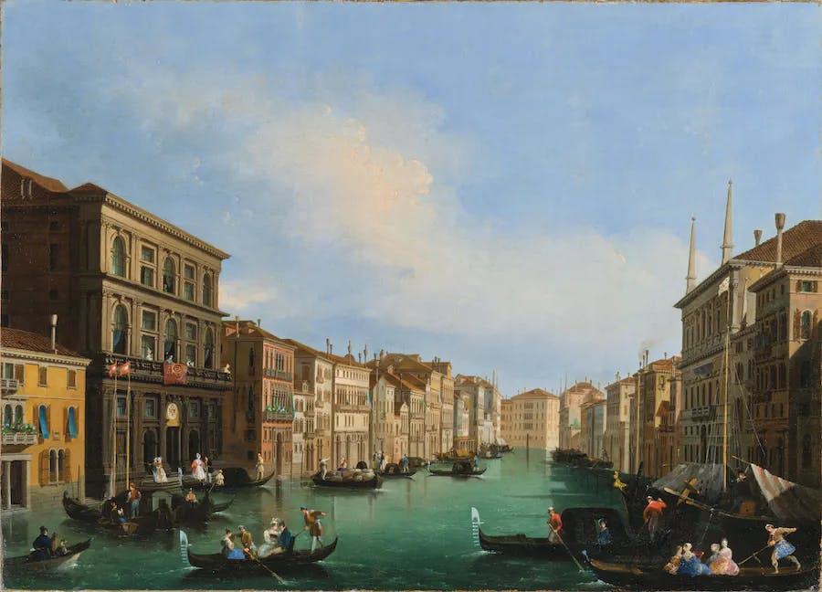 Giuseppe Bernardino Bison (1762 Palmanova - 1844 Milano), Venezia, veduta del Canal Grande con Palazzo Grimani, olio su tela, 54 x 76 cm. Foto © Dorotheum
