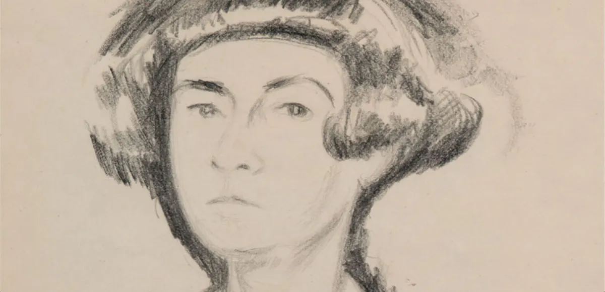 Ivo Hauptmann (1886 Erkner - 1973 Hamburg), "Margaretha Hauptmann im Adlon Berlin – 2.
Ehefrau von Gerhart Hauptmann", Zeichnung, bezeichnet, signiert und datiert 1922 | Foto: © AH Satow (Detail)
