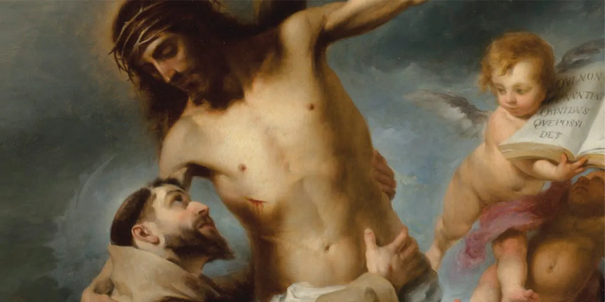Left: Bartolomé Esteban Murillo (1618 Sevilla 1682), Saint Francis Embracing Christ on the cross, oil on canvas, private collection | Photo: © Christie's (detail)