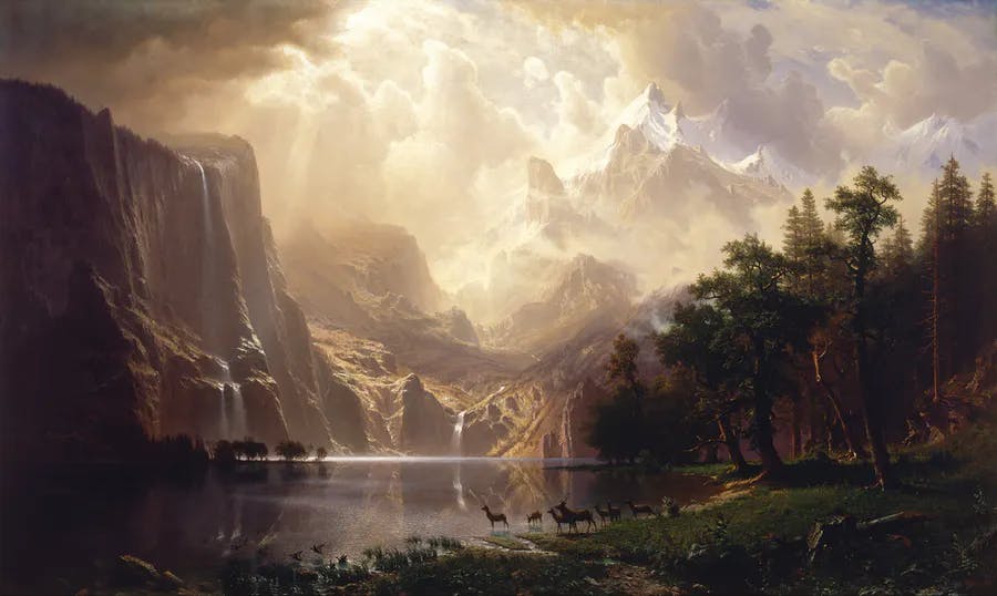 Albert Bierstadt, Among the Sierra Nevada, California (1868), Smithsonian American Art Museum, Washington, DC. Image domaine public