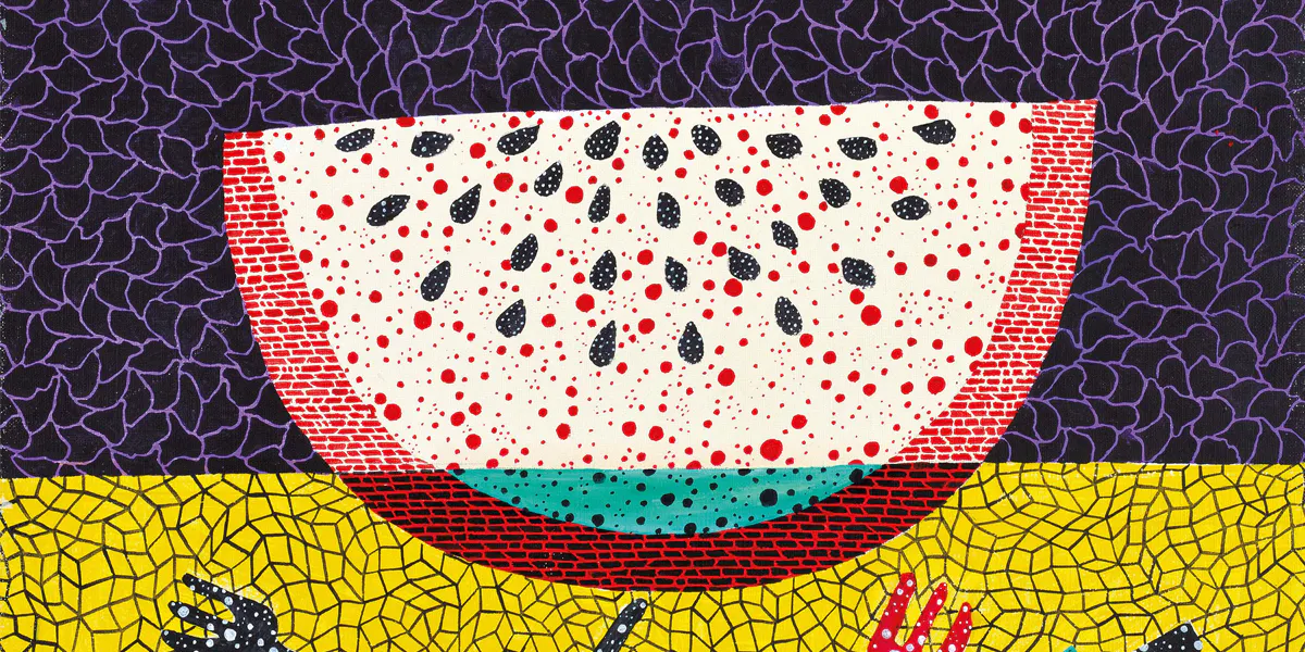 Yayoi Kusama, 'Watermelon', 1986, signed silkscreen (detail). Photo © Christie's