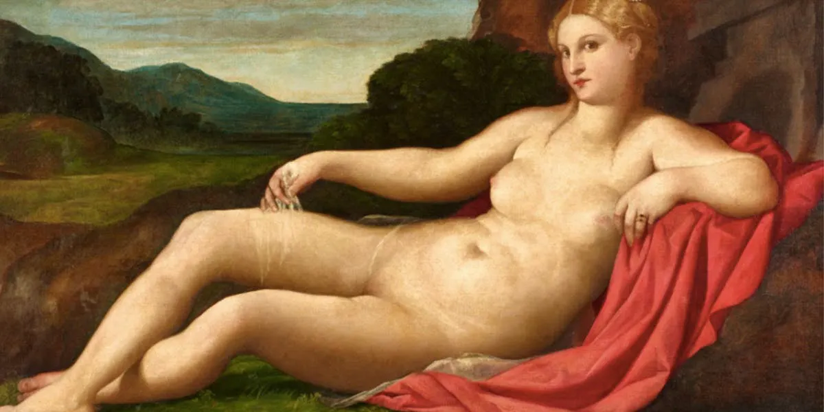 Jacopo Negretti, även kallad Palma Vecchio, 'Reclining Venus in a Landscape', olja på duk, 112 x 165 cm (detalj). Foto © Lempertz