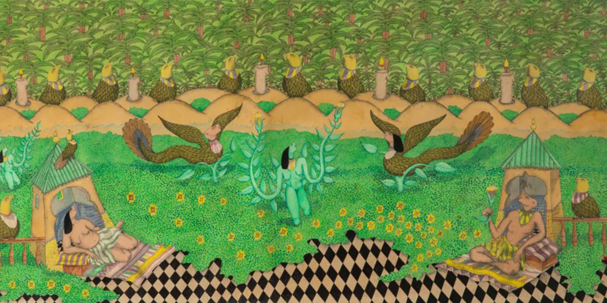 Abbes Saladi, Sans titre, 1988, technique mixte sur papier. Photo © Artcurial