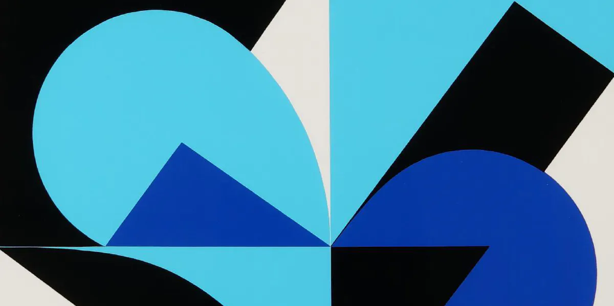 Lars-Gunnar Nordström (1924-2014), ‘Dimension and Extension’, tryck 90/100, mått inklusive ram 67 x 67 cm. Foto © Helander Auktioner (detalj)