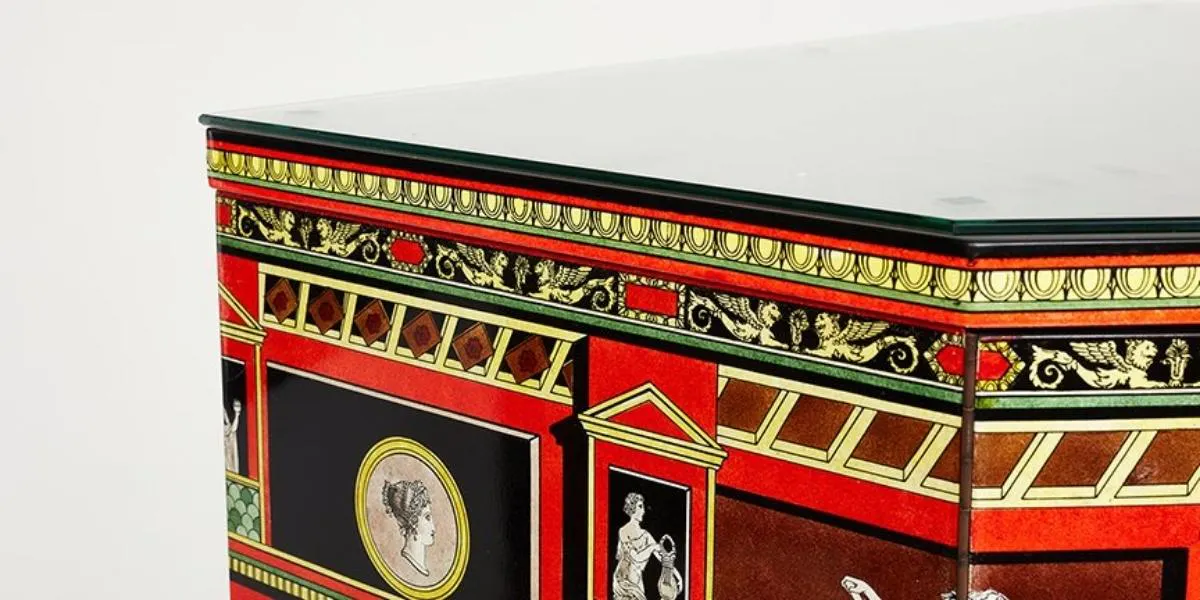 Piero Fornasetti, 'Pompeiana' corner cabinet, 1988. Image © Billings (detail)