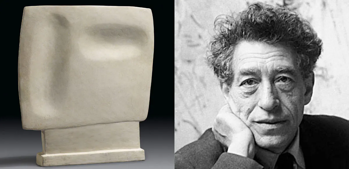 Till vänster: "Tête qui regarde", Alberto Giacometti. Foto: Christie's. Till höger: Alberto Giacometti. Foto: Sotheby's