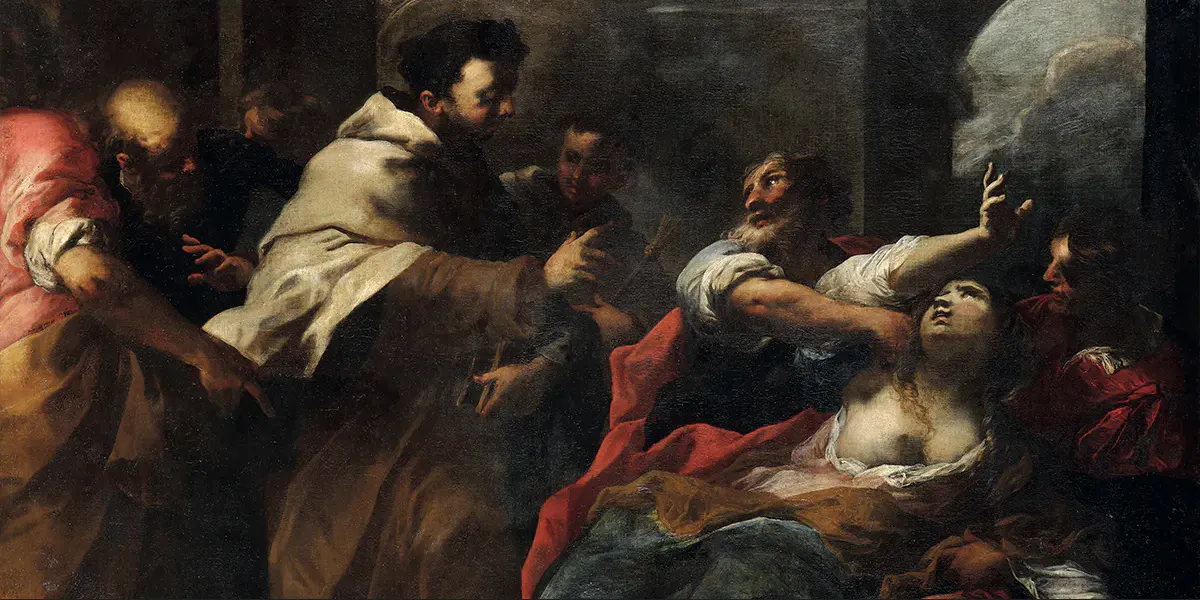 Valerio Castello (1624 Genua 1659), Das Wunder des heiligen Dominikus, Öl/Lwd., Los 404, Schätzpreis 70.000-100.000 Euro. Foto © Cambi Casa d’Aste (Detail)