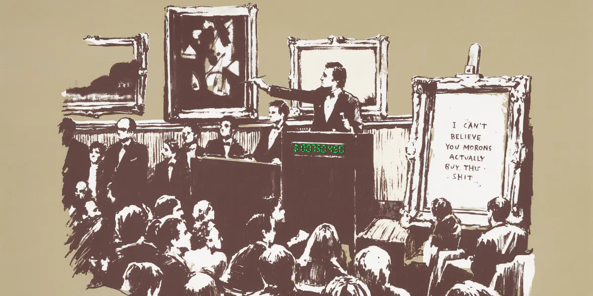 Banksy, 'Morons (Sepia)', 2007. Foto © Sotheby's (detalj)