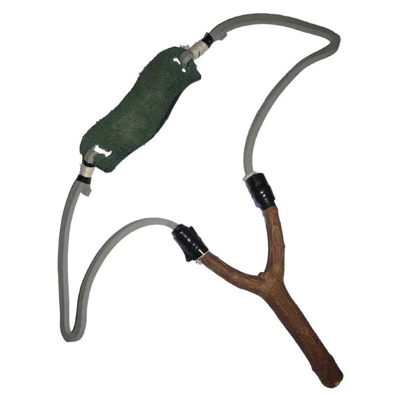 A slingshot, made by a Spanish native, who learned to hunt with it in Morocco. The roots of this type of slingshot are unclear, it is possible that they come from Spain or Morocco. Photo by Yug, Creative Commons Attribution-Share Alike 3.0 Unported license.
