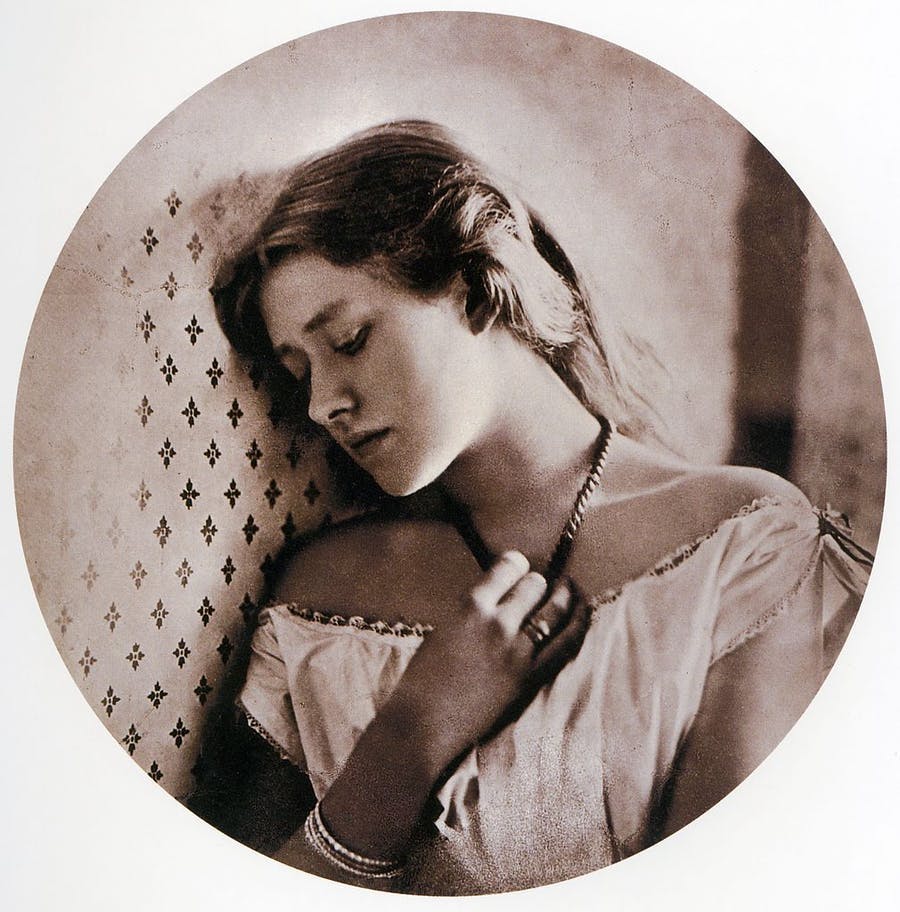 Julia Margaret Cameron (1815–1879), "Sadness", 1864, charcoal print, 242 x 240 mm. Public domain image