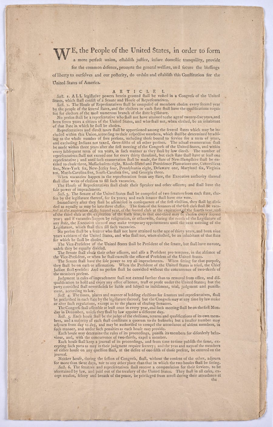 Constitution of the U.S. 1787 Historical Document