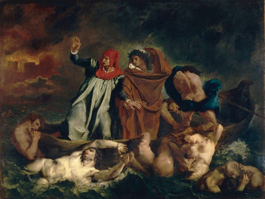 Eugène Delacroix, La Barque de Dante or Dante and Virgil in Hell, 1822, oil on canvas, image CCØ