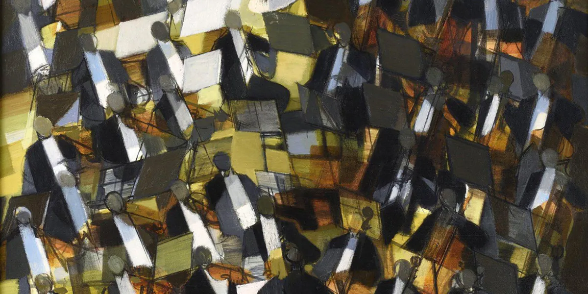 Camille Hilaire, Le grand orchestre (détail), 1965, huile sur toile, image © Osenat