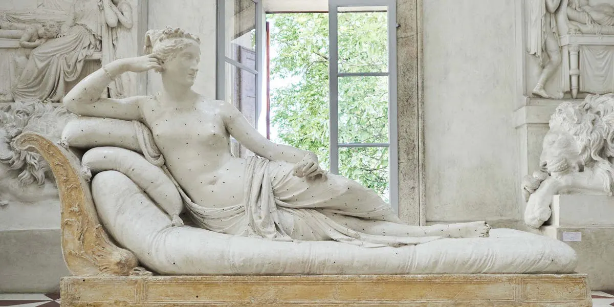 Antonio Canova, "Pauline Bonaparte als Vénus Victrix", 1804, originale Gipsversion, beschädigt durch einen österreichischen Touristen | Foto: © Museo Antonio Canova