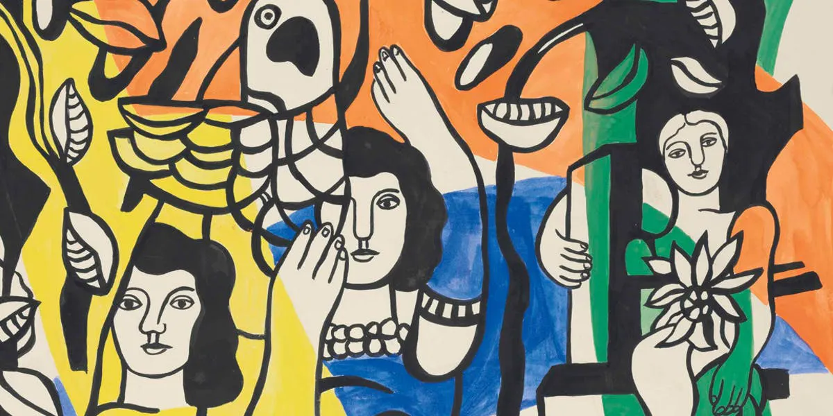 Fernand Léger, Les femmes au perroquet, Gouache, Aquarell und Tinte auf Papier, 1951. 2017 verkauft bei Christie's für ca. 400.000 Euro. Foto © Christie's (Detail)