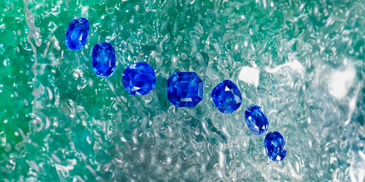 Elmwood’s Important Jewels auction on Thursday 6 July offers seven unheated Kashmir sapphires of exceptional quality. Photo © Elmwood’s