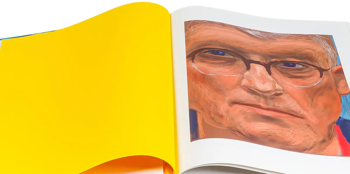 David Hockney, 'A Bigger Book', Taschen, Köln, 2016 med Marc Newsons bokstöd (detalj). Foto: © Eppli